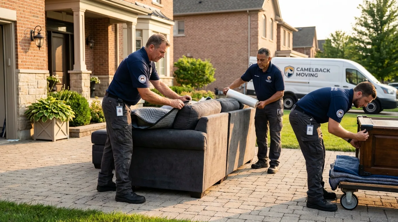 Large estate moving crew wrapping furniture in Cedar Lake, IN