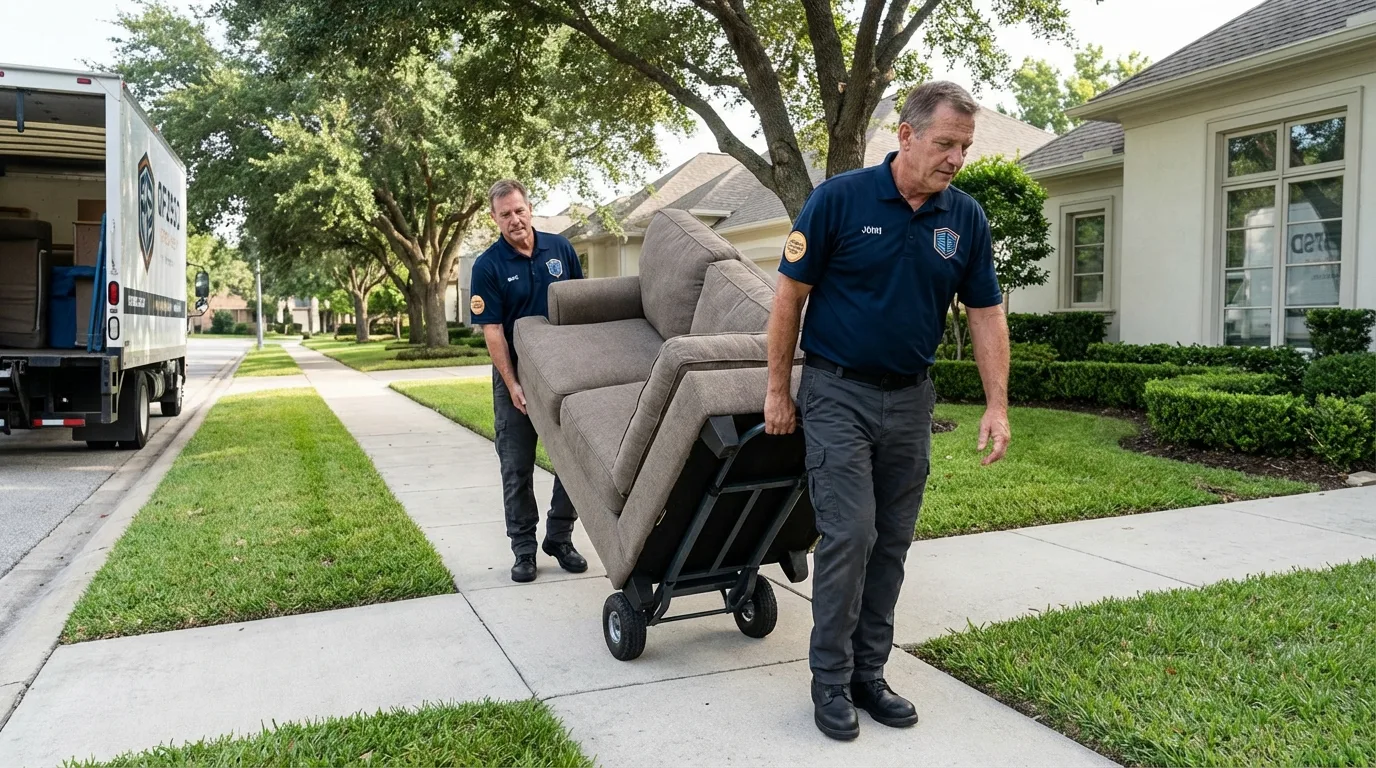 Local residential moving crew loading furniture in Cedar Lake, IN